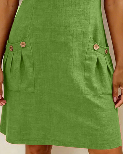 Remi | Women's Shift Dress Short Sleeve Zip Neck with Pockets