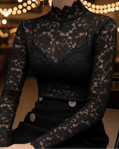 Isabelle | Floral Lace High Neck Blouse