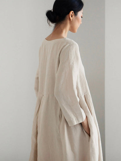 Ella - Loose Linen Dress with Side Pockets