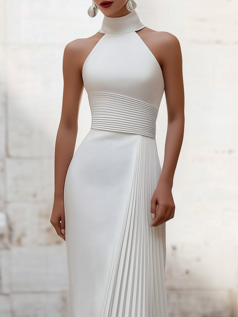 Women’s A-Line Dress – With Halter Neck, Suitable for Evening Use