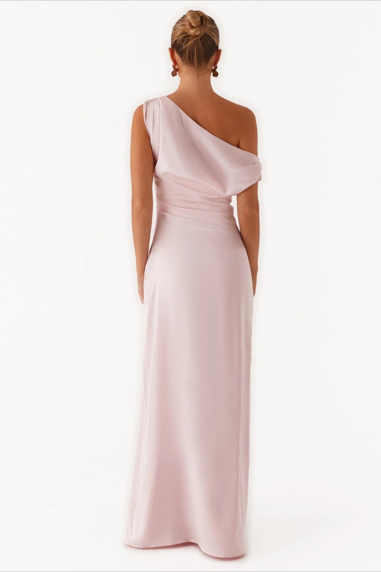 Solid Asymmetric Neckline Formal Dress