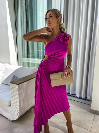 Charlotte | Women's Floral Flowy Draped Dress Cocktail