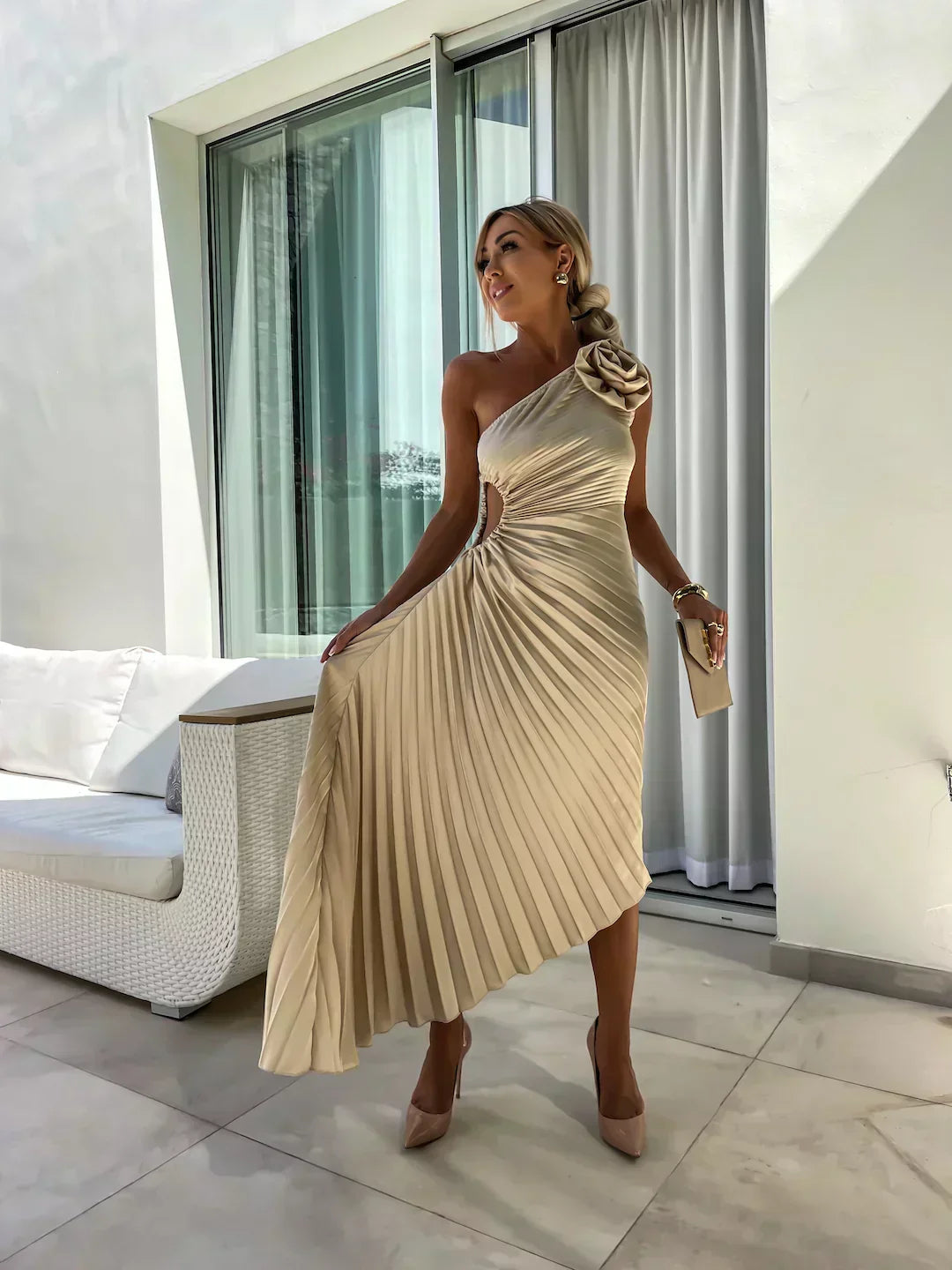 Charlotte | Women's Floral Flowy Draped Dress Cocktail