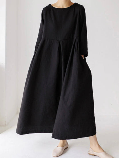 Ella - Loose Linen Dress with Side Pockets