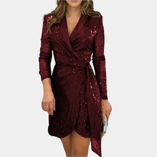 Elviana - Elegant Women's Blazer Dress with Belt