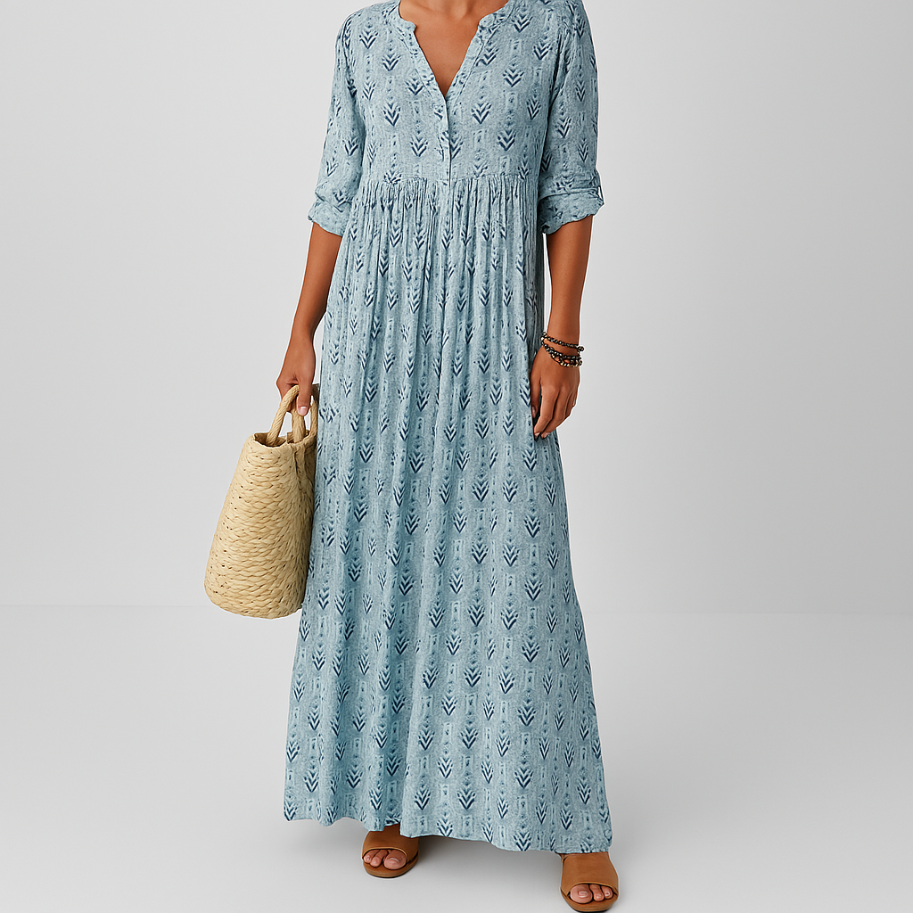 Boho Dress for Women | Maxi V-Neck Long Sleeve Dress
