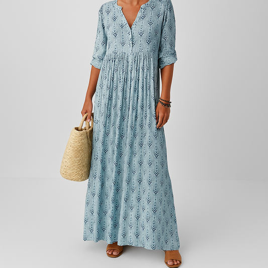 Boho Dress for Women | Maxi V-Neck Long Sleeve Dress