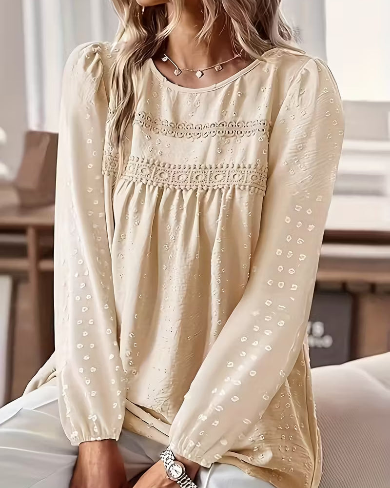 Gwen | Women's Long Sleeve Lace Yoke Blouse