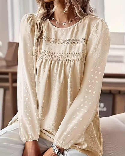 Gwen | Women's Long Sleeve Lace Yoke Blouse