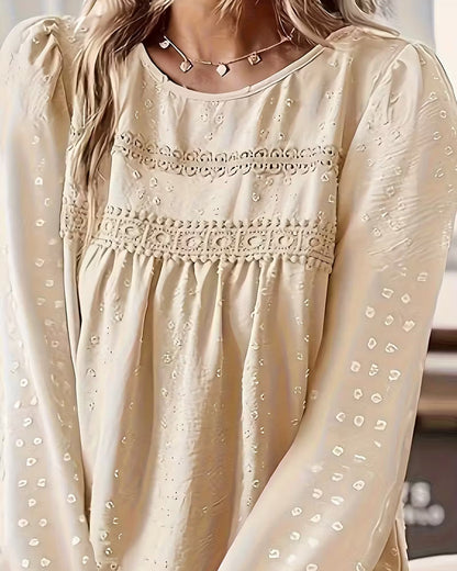 Gwen | Women's Long Sleeve Lace Yoke Blouse