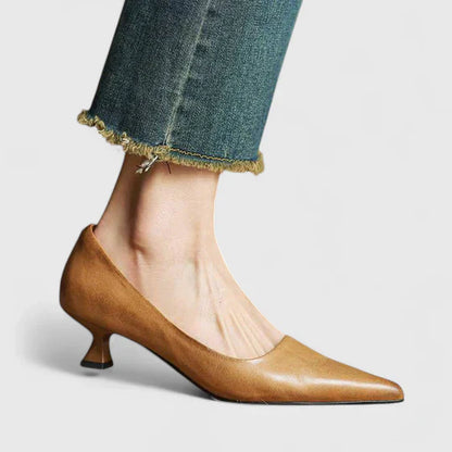 Vera | Women's Pointed Toe Slingback Kitten Heels in Burgundy