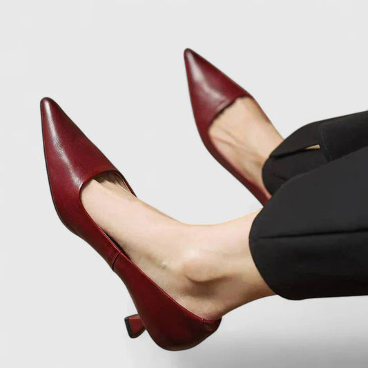 Vera | Women's Pointed Toe Slingback Kitten Heels in Burgundy