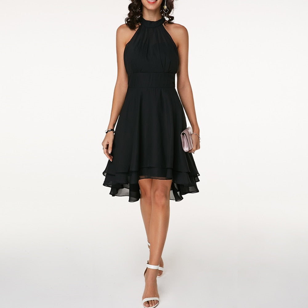 Lyra | Halter Neck Dress Layered Skirt