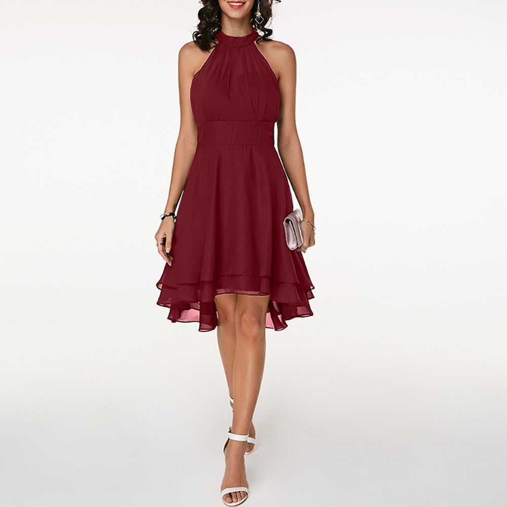Lyra | Halter Neck Dress Layered Skirt