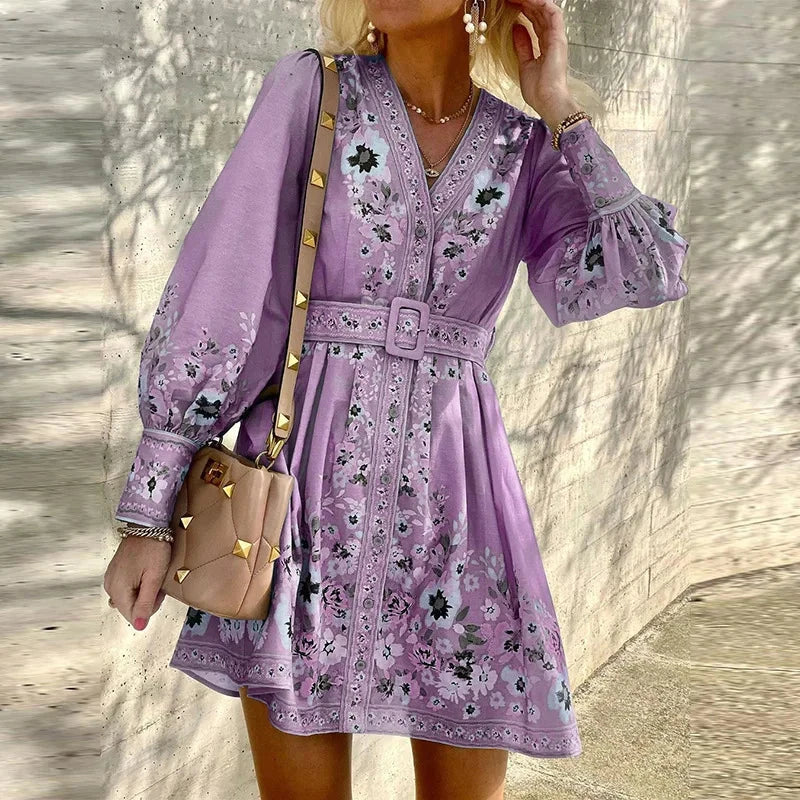Lyra | A-Line Mini Dress with V-Neck
