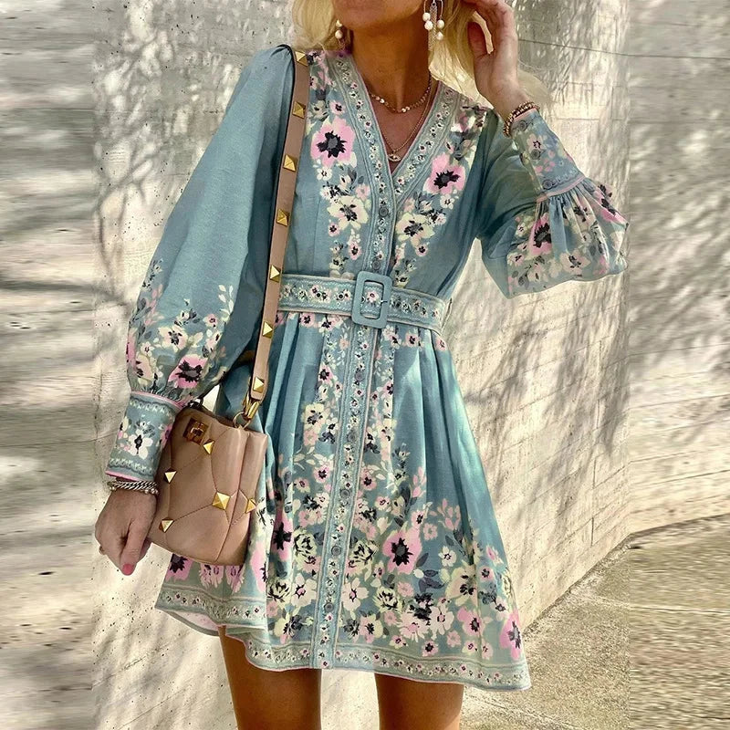 Lyra | A-Line Mini Dress with V-Neck