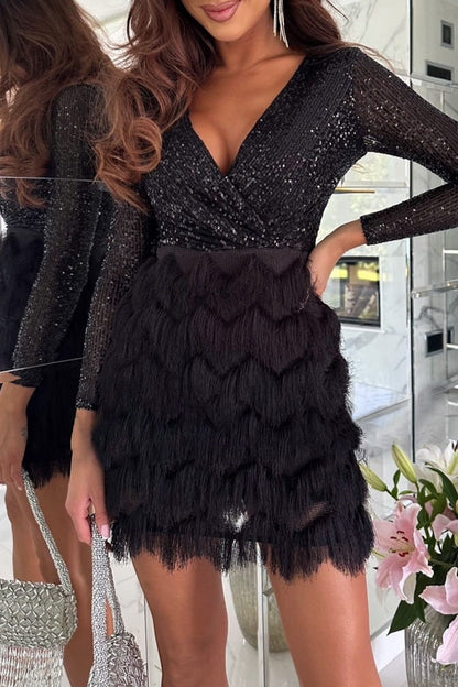 Nova Maris Luxe | Sequin Wrap Dress