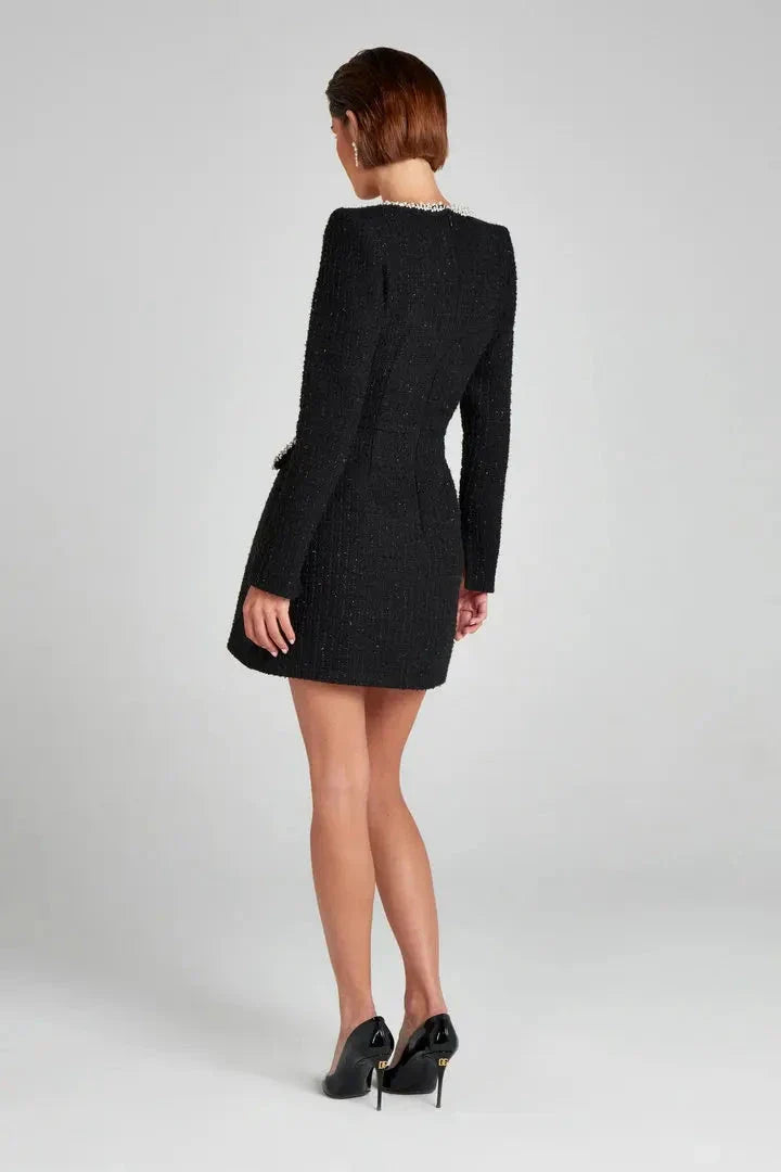 Nova | Tweed Mini Dress Pearl Trim