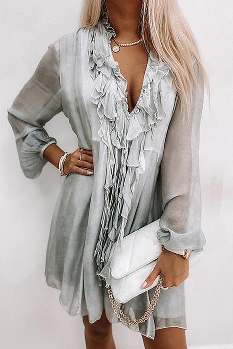 Mira | Knee Length Flowy Dress V-Neck