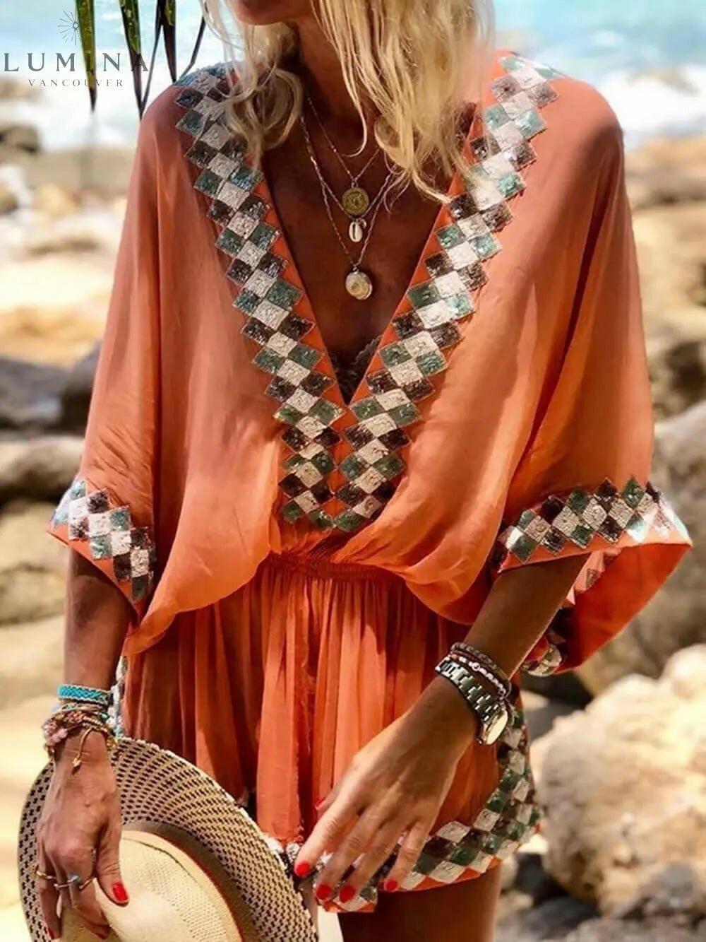 Miriam - Loose Beach Long Sleeve Romper