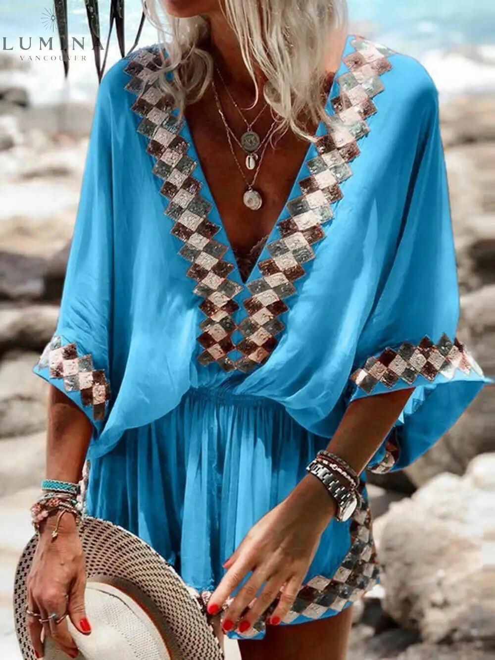 Miriam - Loose Beach Long Sleeve Romper