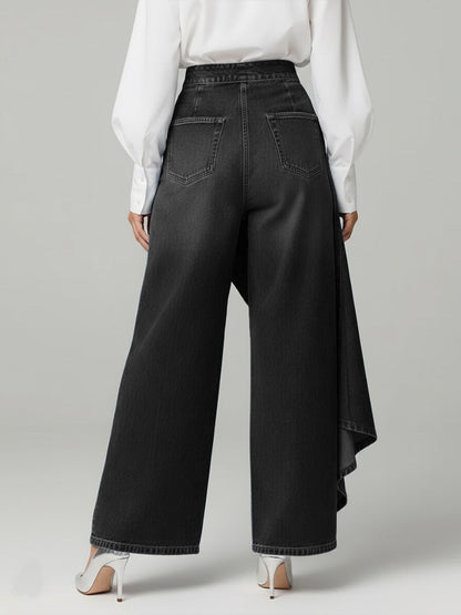 Stylish Women's High-Waisted Wide-Leg Jeans with Relaxed Fit