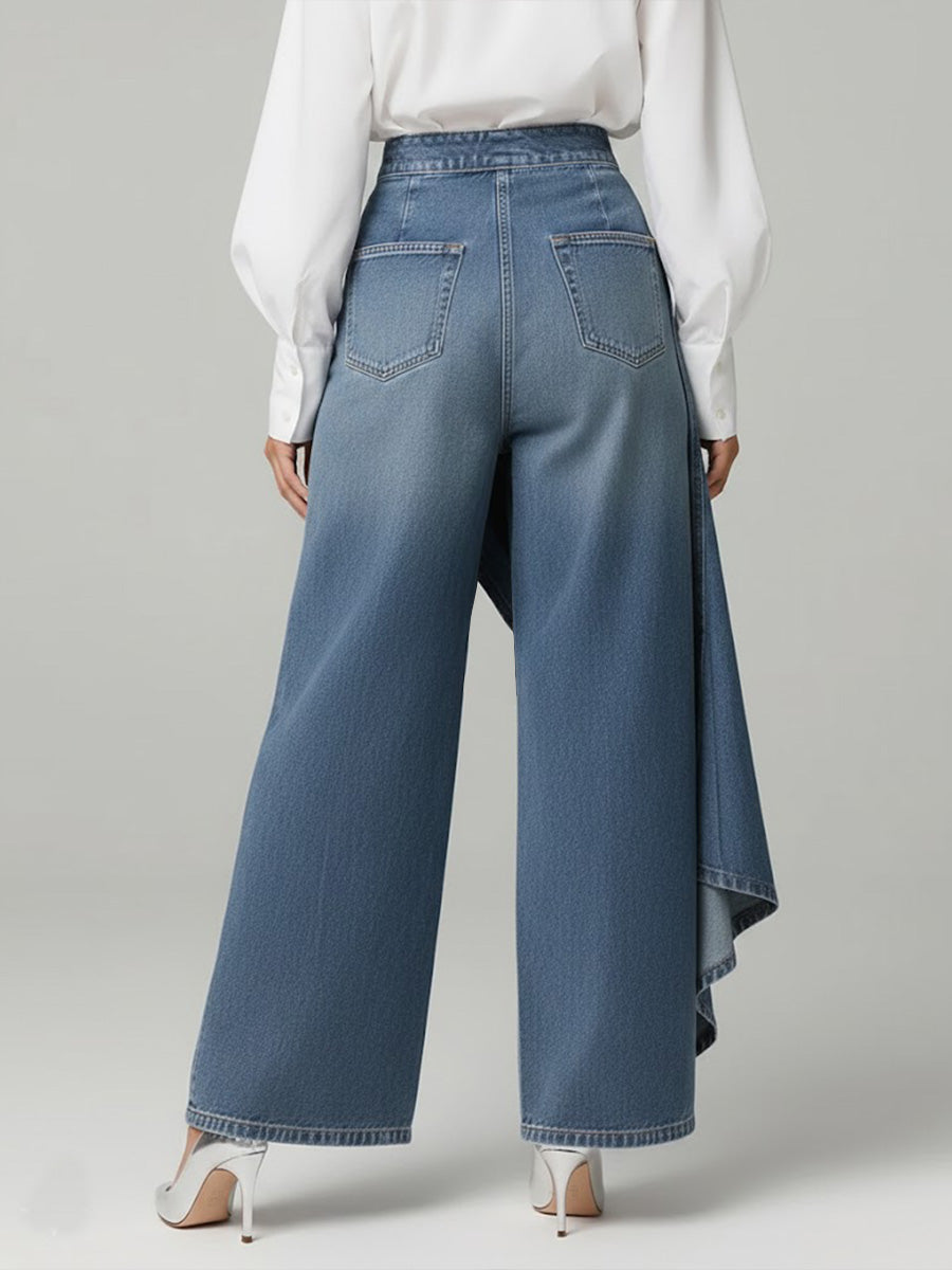 Stylish Women's High-Waisted Wide-Leg Jeans with Relaxed Fit