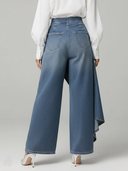 Stylish Women's High-Waisted Wide-Leg Jeans with Relaxed Fit