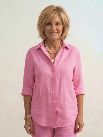 Vivian | Women's Casual Button-Down Shirt and Wide-Leg Pants Set