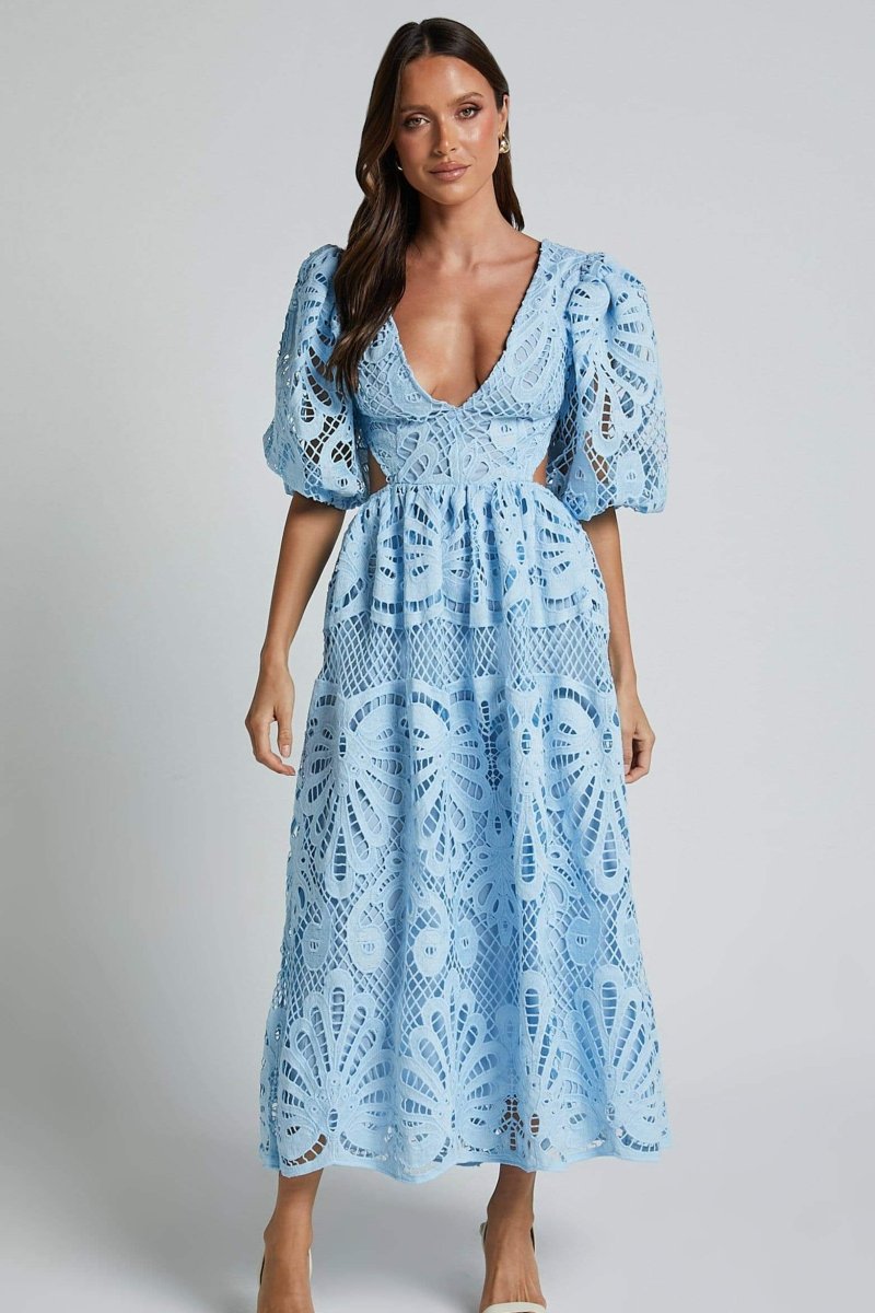 Ashlynn | Midi Lace Cut-Out Dress with Sunny Elegance for Women