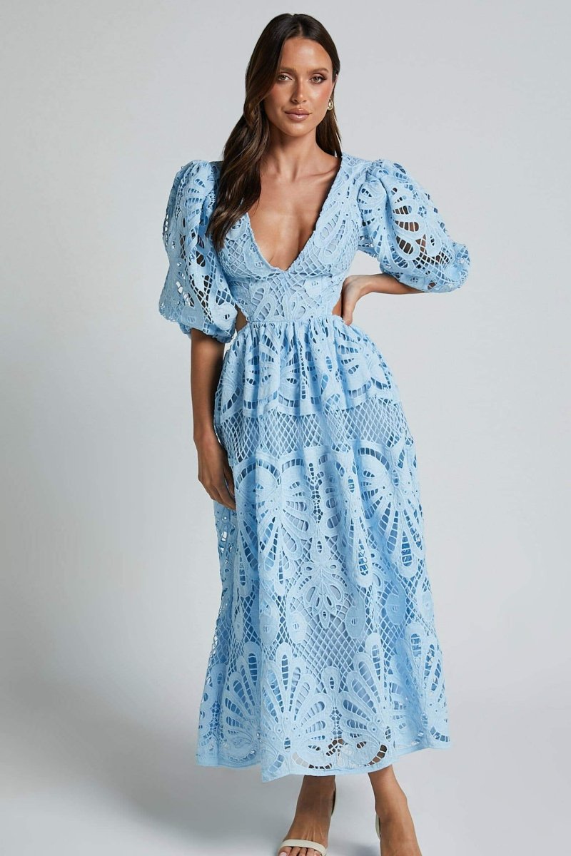 Ashlynn | Midi Lace Cut-Out Dress with Sunny Elegance for Women