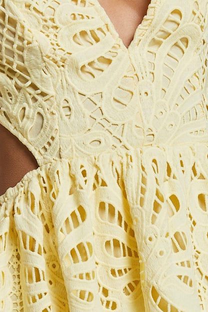 Ashlynn | Midi Lace Cut-Out Dress with Sunny Elegance for Women