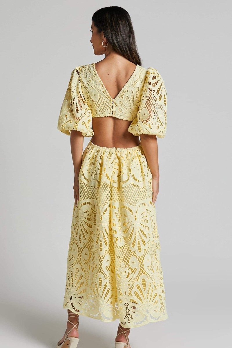 Ashlynn | Midi Lace Cut-Out Dress with Sunny Elegance for Women