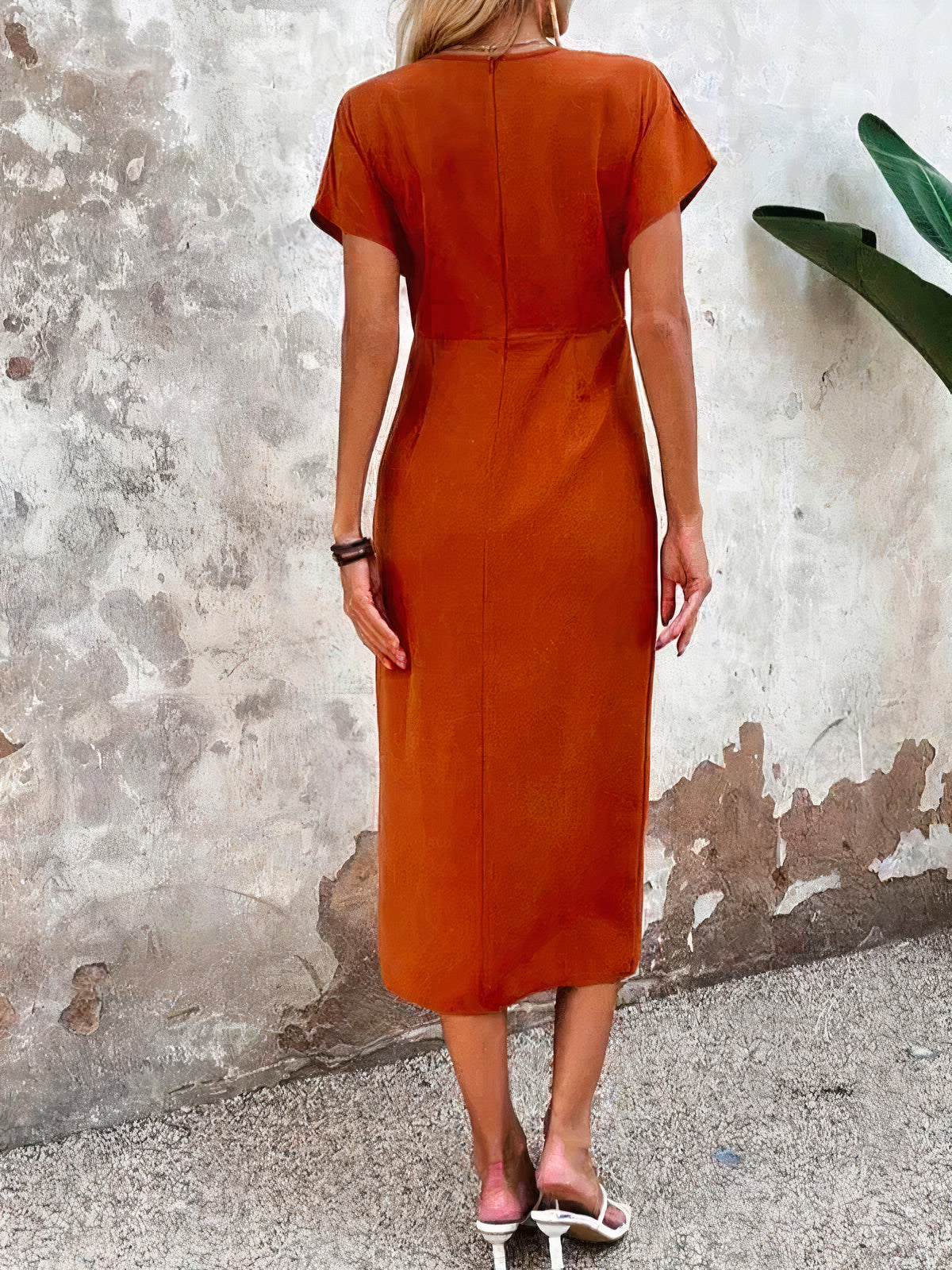 Sara | Women's V-Neck Wrap Midi Dress