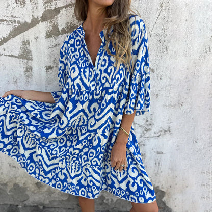 Azalea | Women's Printed Draped Elegant Dress