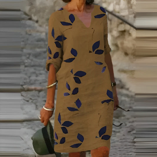 Tabitha | Women's V-Neck A-Line Midi Dress