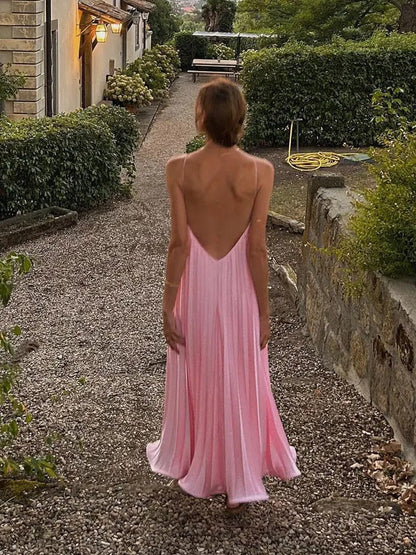Tiffany | Women's Sleeveless Pleated Maxi Dress